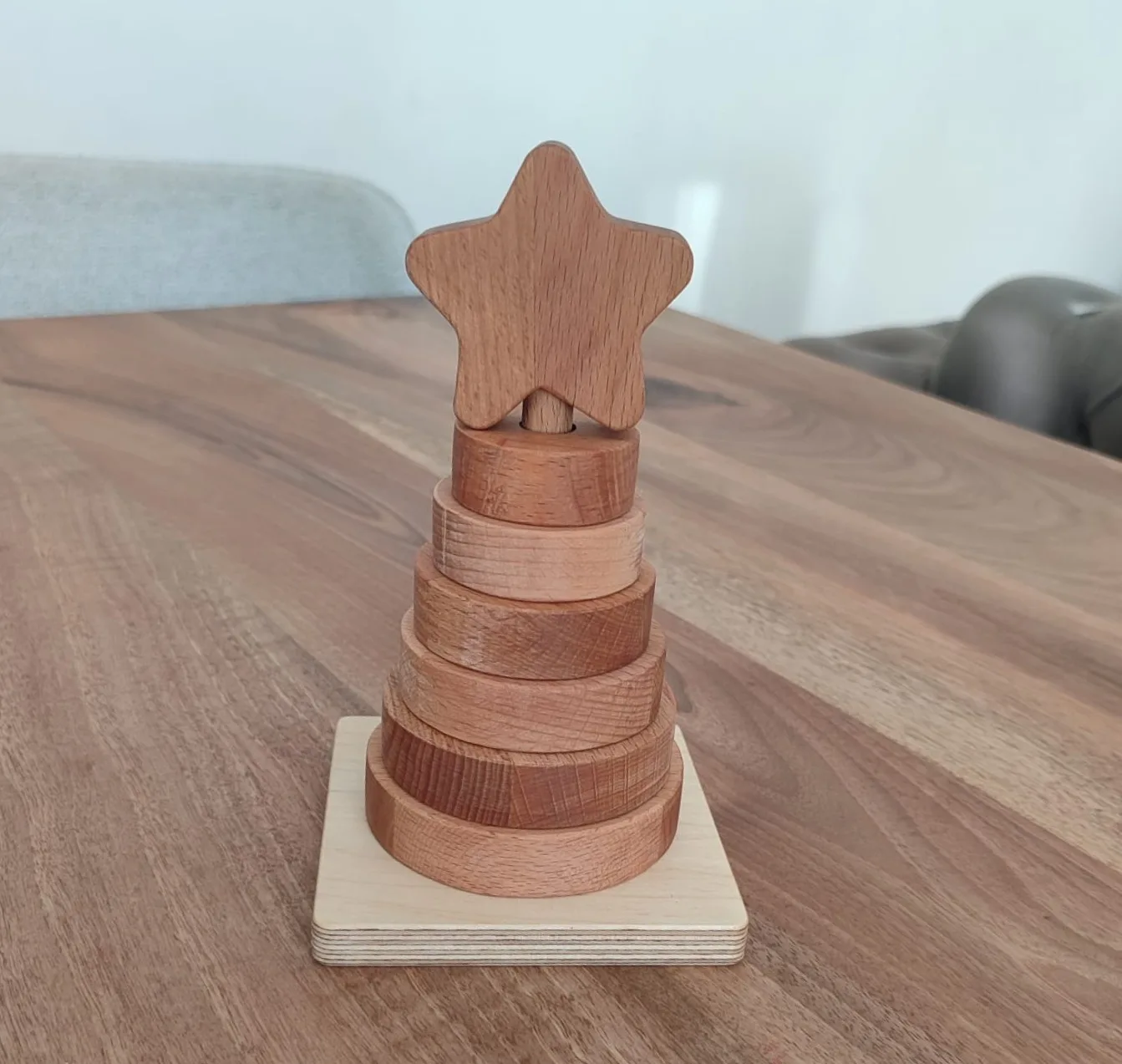 Montessori Doğal Ahşap Halka Dizme Oyunu