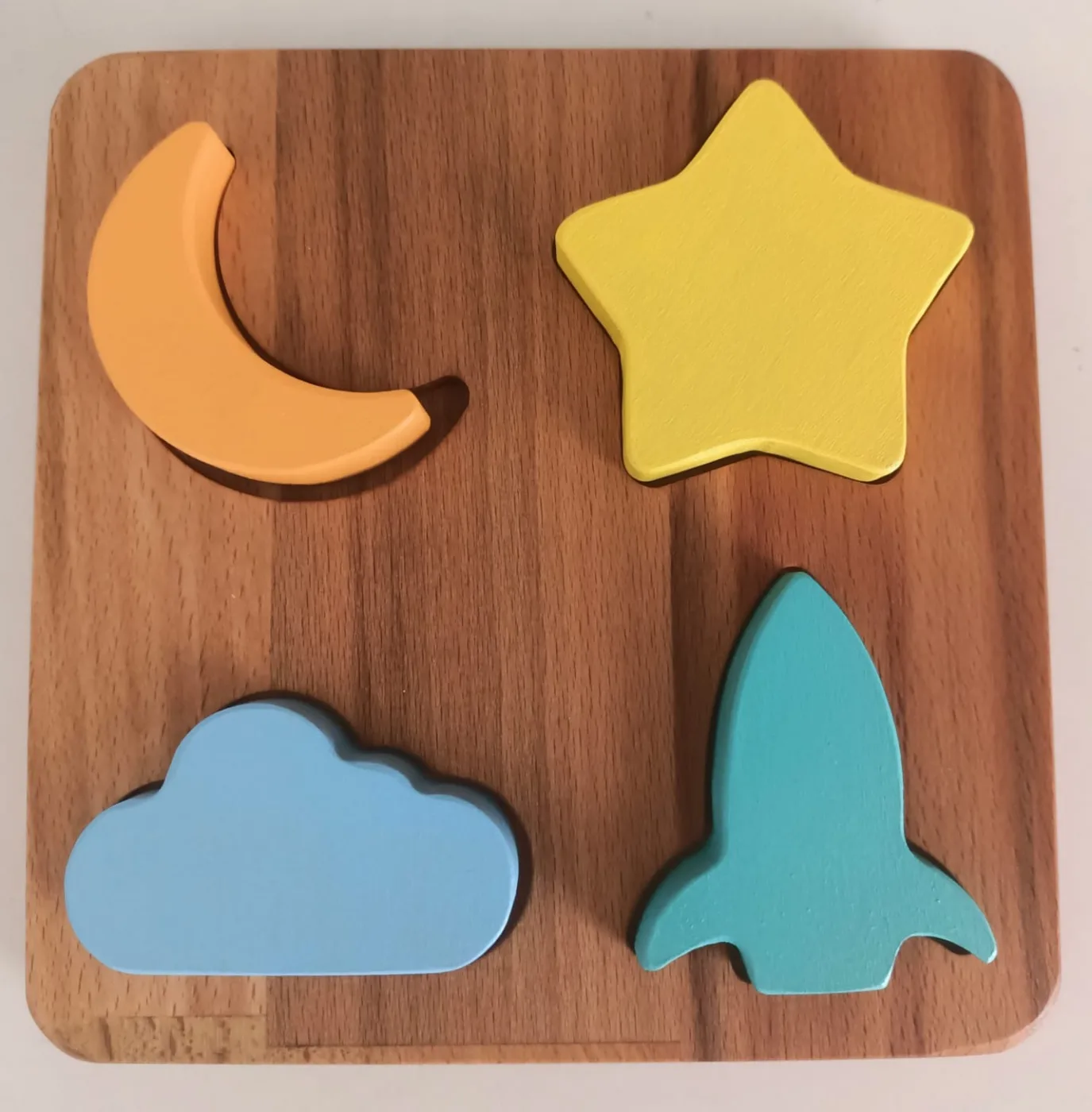 Montessori Uzay Macerası Ahşap Şekil Eşleştirme Oyuncağı